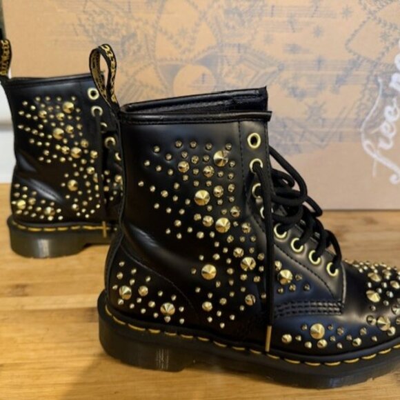 NWOT - Dr Martens 1460 Midas Smooth Leather Gold Studded Boots – RARE - Picture 14 of 16